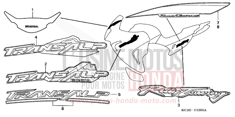 STRIPE/MARK for Transalp 650 SPANGLE SILVER METALLIC (NHA49) from 2005